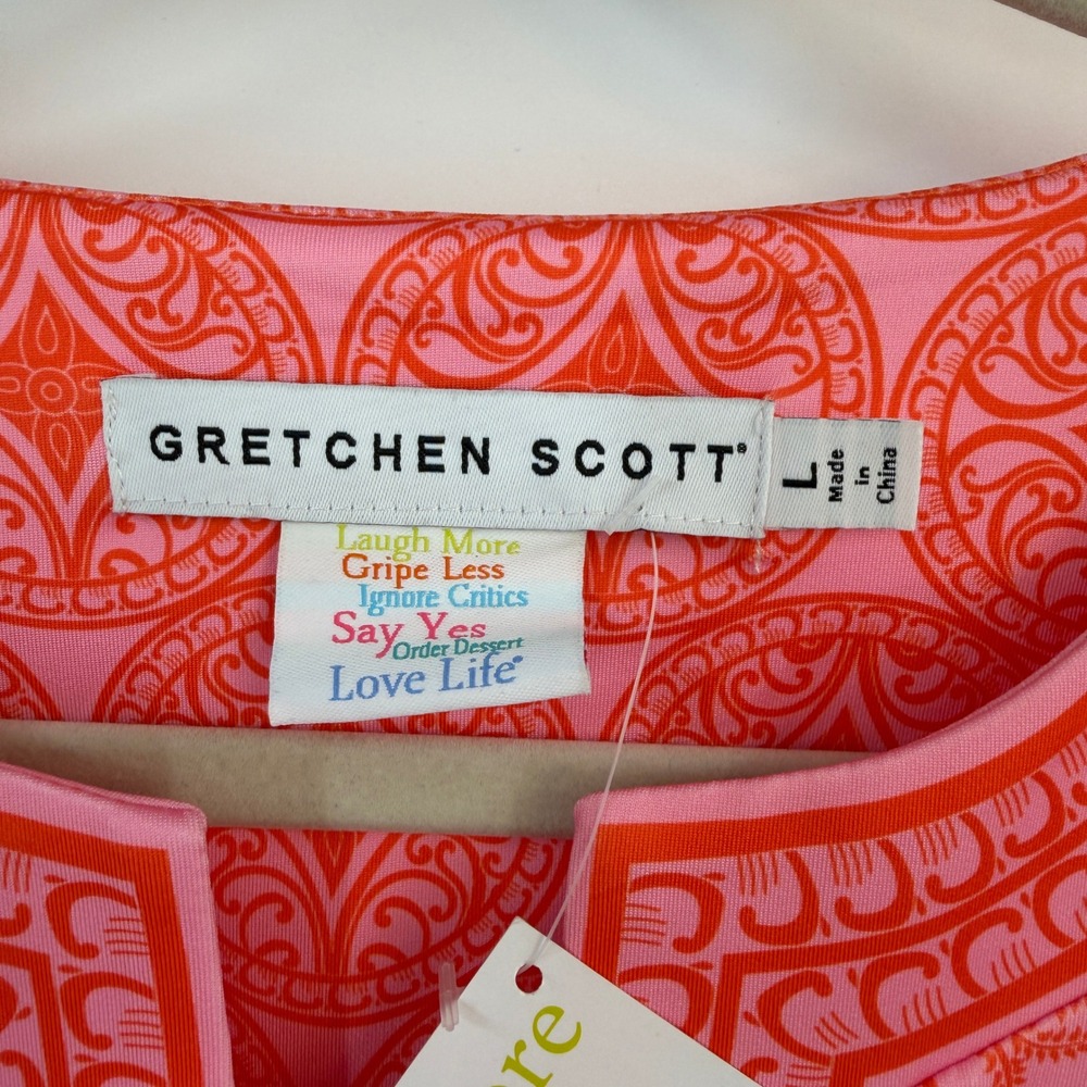 Gretchen Scott Plain Jane Dress Circle of Love Pink Red Medallion Size L NWT - Picture 4 of 11